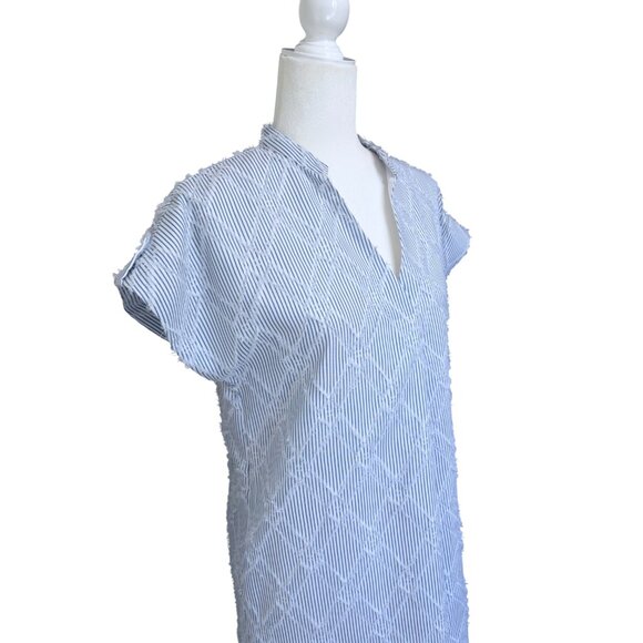 THML | Mohair Pinstriped Blue and White Stripe Dress Size S - Picture 4 of 7